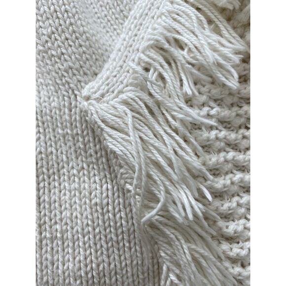 Anthropologie Size S Cream Cotton Silk Blend Fringed Sweater Vest - Picture 8 of 8